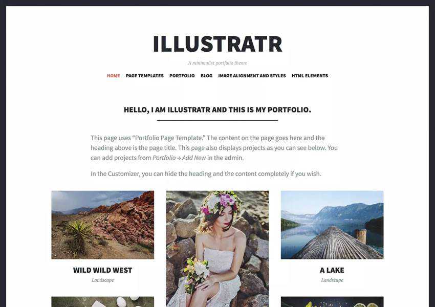 Illustratr tema wordpress gratuito wp blog reattivo design minimale minimalista leggero