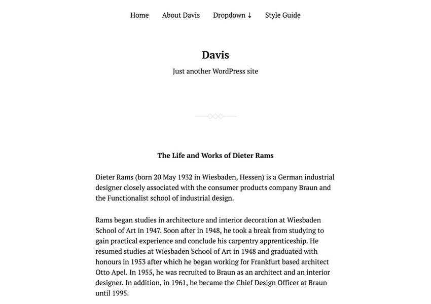 davis starter tema wordpress grátis wp blog responsivo design minimalista leve minimalista