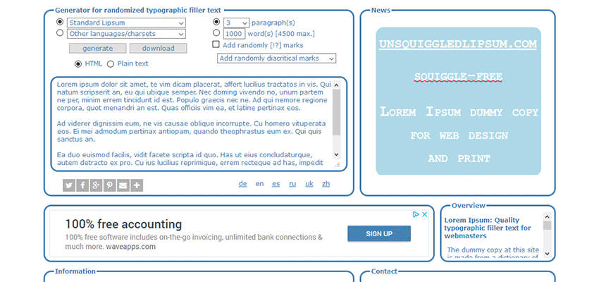 Generator profesional Lorem Ipsum pentru tipografi