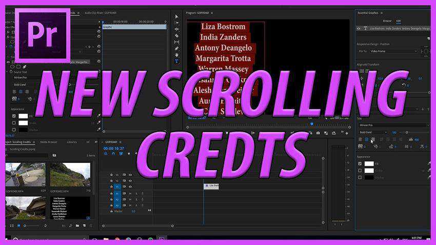 Come creare crediti in Adobe Premiere Pro