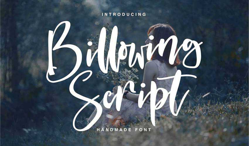 แบบอักษรฟรี คัดลายมือ วิชาการพิมพ์ สคริปต์ Billowing Script