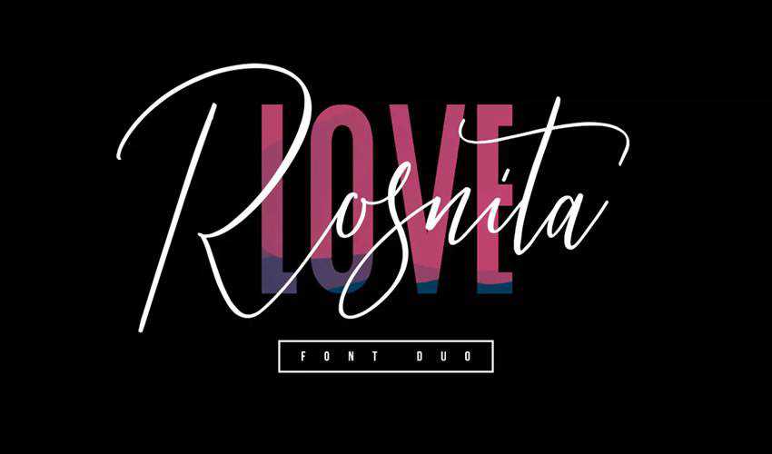 skrip tipografi kaligrafi font gratis Love Rosnita