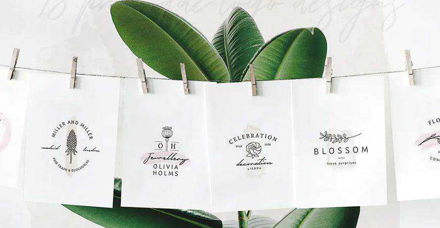 Jadi template kit pembuat logo Flowery Watercolor Branding