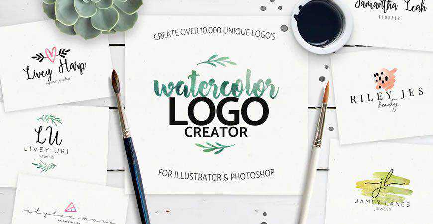 Aquarell-Logo-Creator-Kit-Vorlage