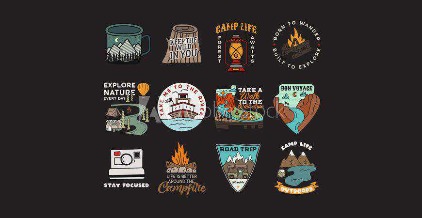 Plantilla de kit de creador de logotipos Vintage Badges