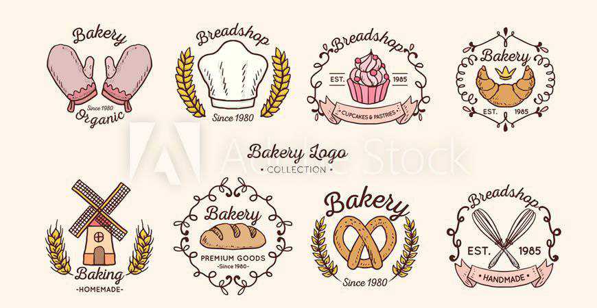 Colección de plantillas de logotipos panadería pastel hornear comida