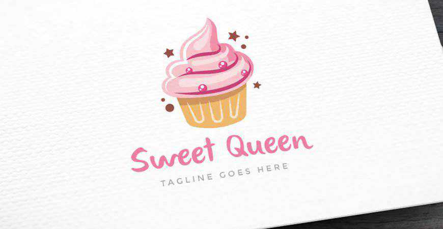 Sweet Queen Baking Logo Template пекарня торт испечь еду