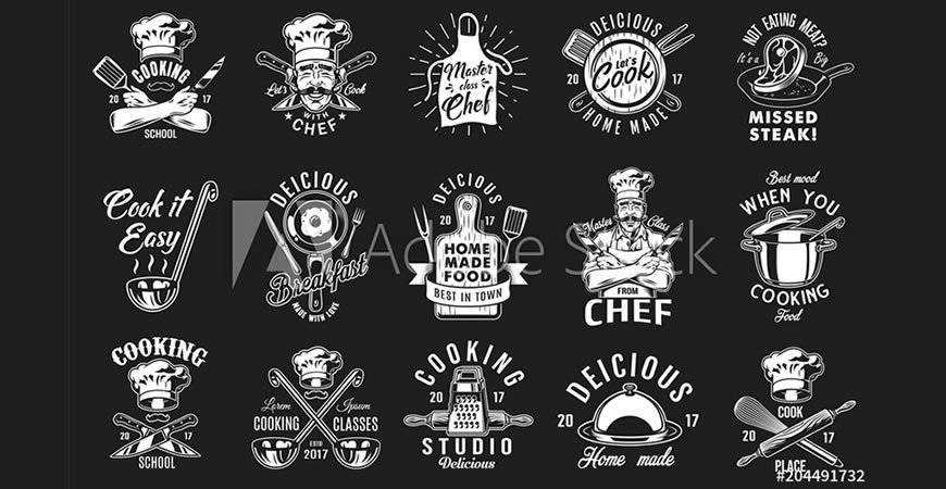 Plantillas de logotipos vintage para cocinar y hornear