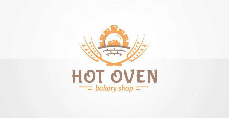 Templat Logo Oven Panas, kue roti, memanggang makanan