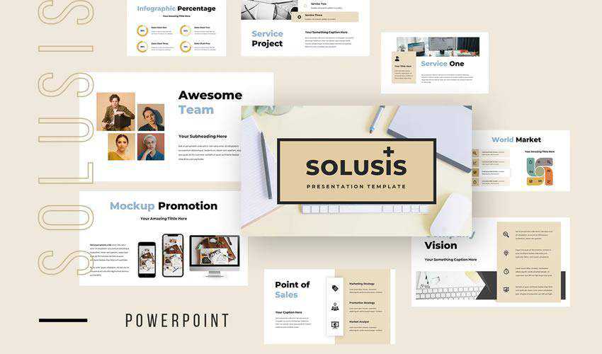 เทมเพลตการนำเสนออเนกประสงค์สำหรับธุรกิจทั่วไป Solusis powerpoint