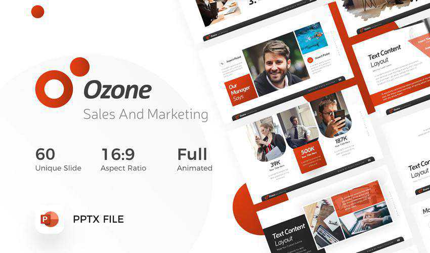 Șablon de prezentare Ozone Marketing Powerpoint Business Sales