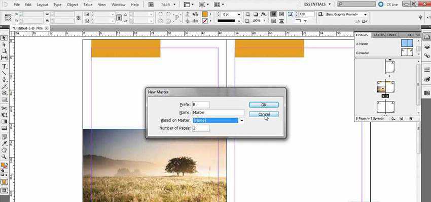 Criando Aplicação de páginas mestras InDesign