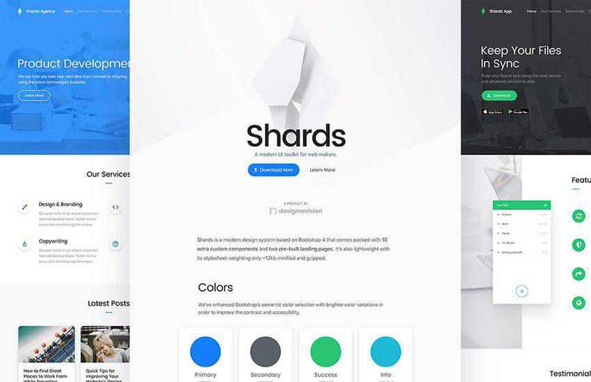 Panel administracyjny Shards ux Wysokiej jakości bootstrap 4 cztery szablony zestaw interfejsów użytkownika za darmo responsywny