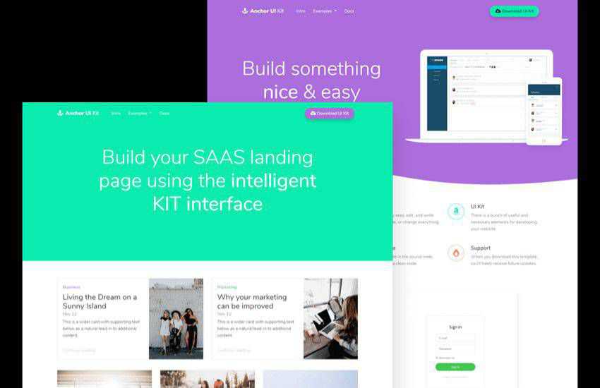 âncora bootstrap 4 kit de interface do usuário de quatro modelos responsivo gratuito