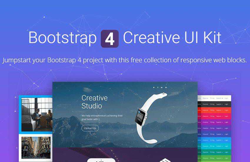 NowSquare bootstrap 4 kit de interface do usuário de quatro modelos responsivo gratuito