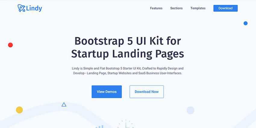 Lindy stratup bootstrap 5 kit de interface do usuário de cinco modelos responsivo gratuito