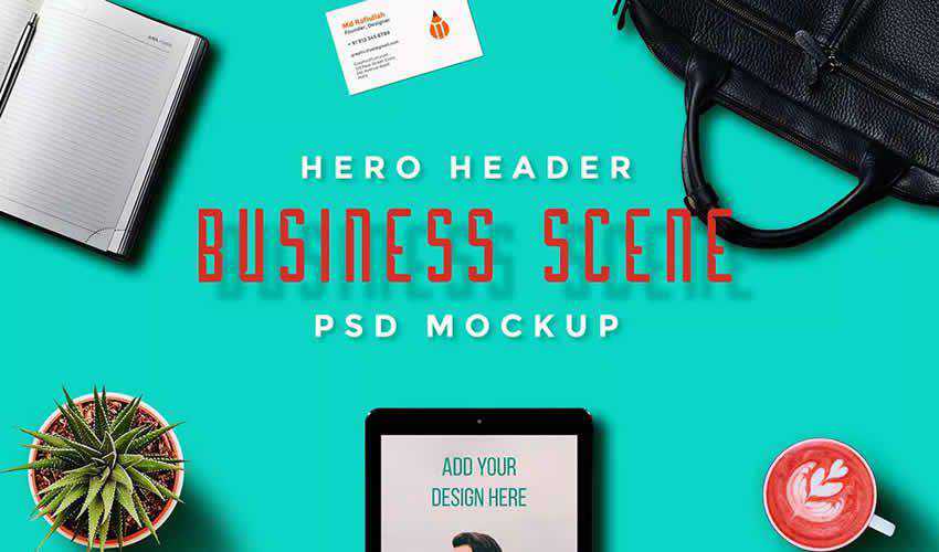 Hero Header Scene template mockup pembuat adegan adobe photoshop gratis psd