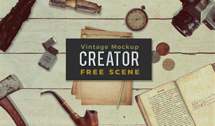 Template mockup pembuat adegan adobe photoshop vintage gratis psd