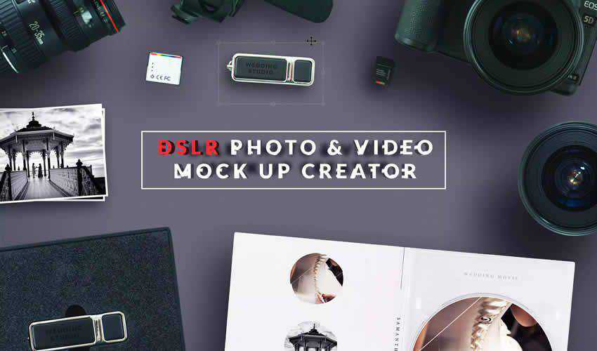 DSLR Fotoğraf Video adobe photoshop sahne yaratıcısı mockup şablonu psd