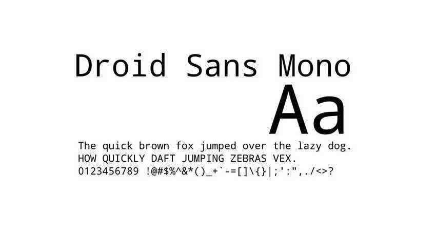 Monoespaçado Mono Fontes gratuitas Designers Criativos Droid Sans Mono