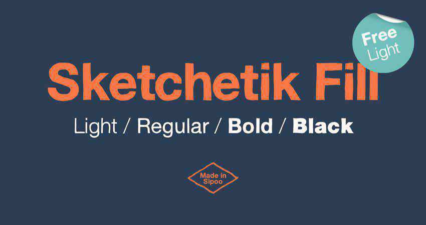 Sans Serif Free Font Diseñadores Creativos Sketchetik Luz de relleno