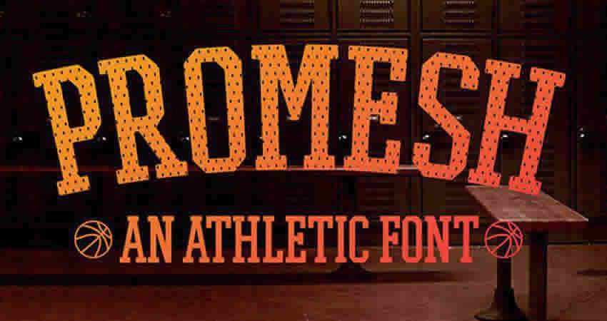 Slab Serif Free Font Designers สร้างสรรค์ Promesh Athletic Font