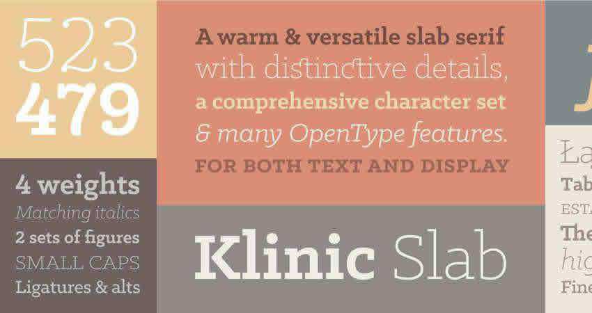 بلاطة Serif الخط المجاني للمصممين المبدعين Klinic Slab Serif