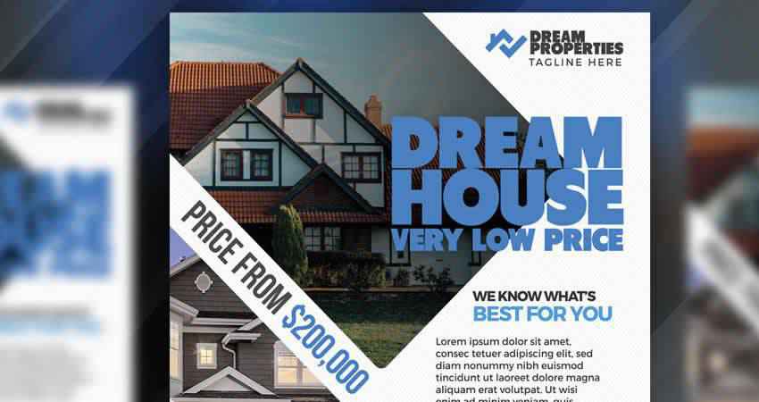 Szablon ulotki Dream House Real Estate Photoshop PSD