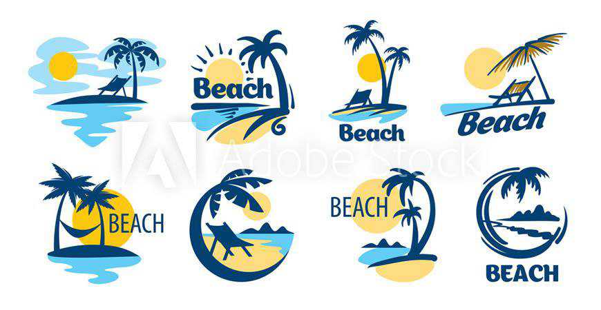 Conjunto de plantillas de logotipos de playa viajes vacaciones vacaciones