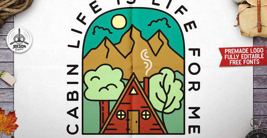 Cabin Life Badge Logo Szablony podróży wakacje wakacje