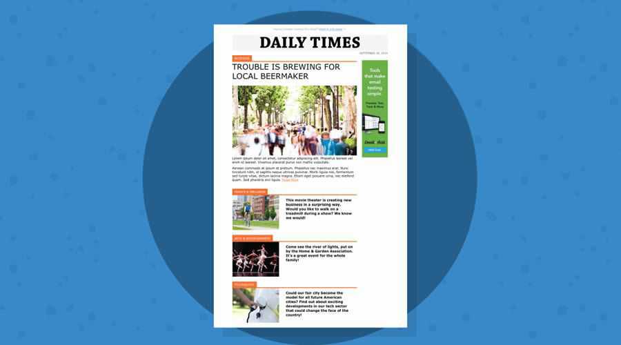 E-mail cu șablon de newsletter receptiv gratuit Daily Times