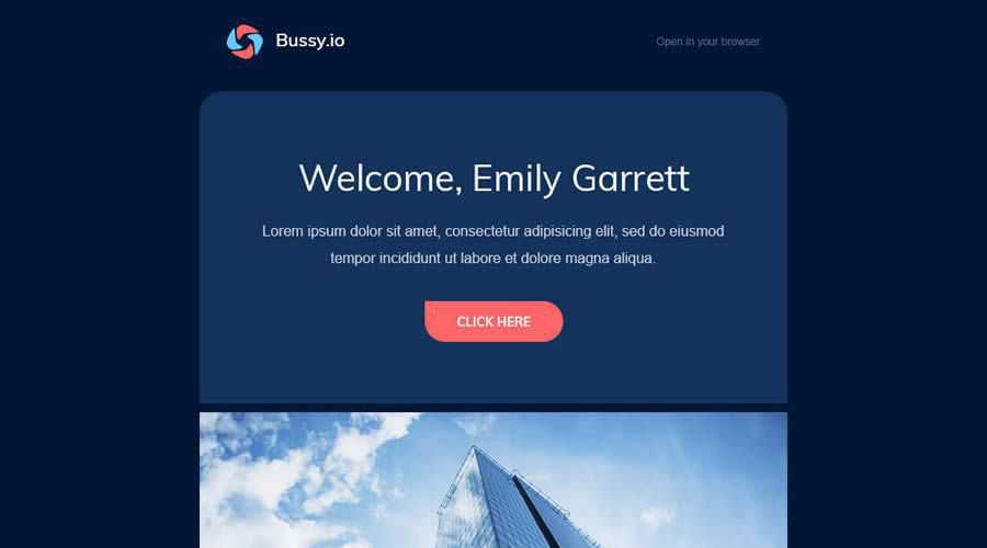 Bussy Email modello newsletter responsive HTML gratuita