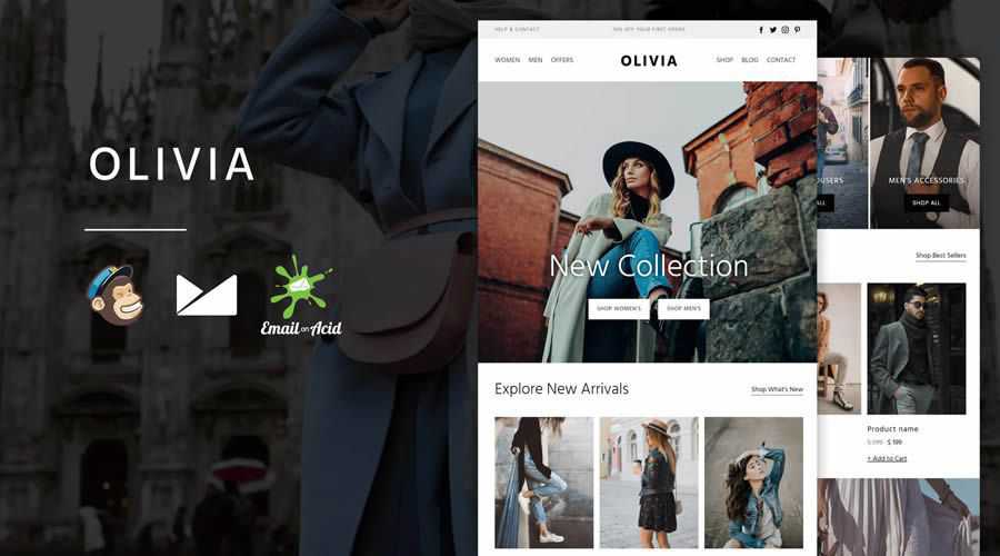 Olivia eCommerce адаптивный шаблон информационного бюллетеня по электронной почте