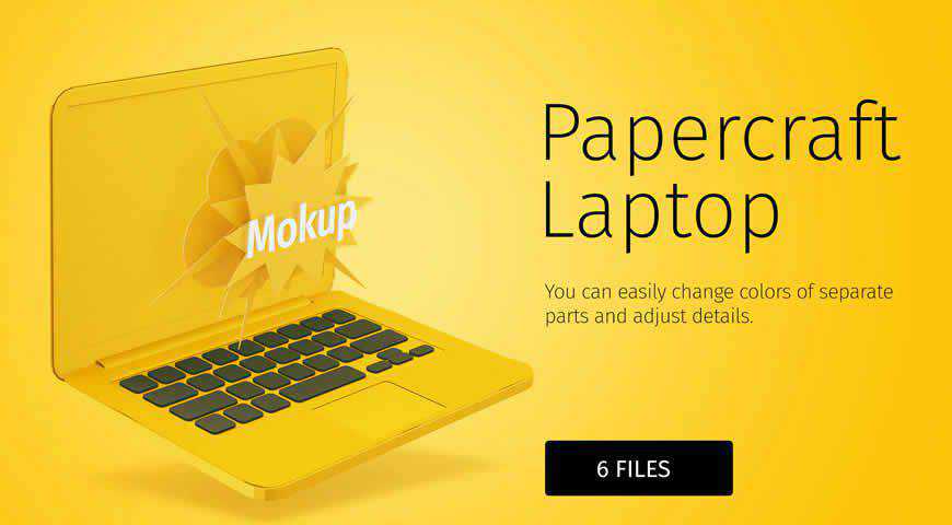 Template Mockup Photoshop PSD Papercraft Laptop DIY