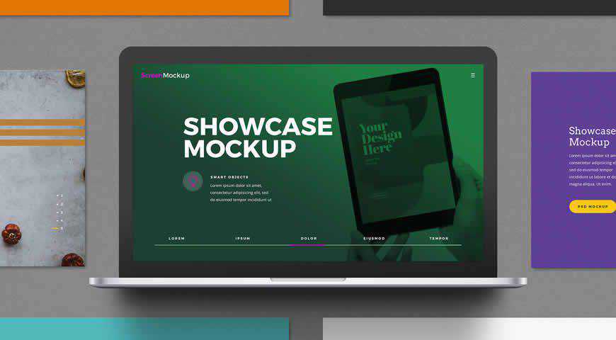 Presentasi Laptop Menampilkan Template Mockup PSD Photoshop