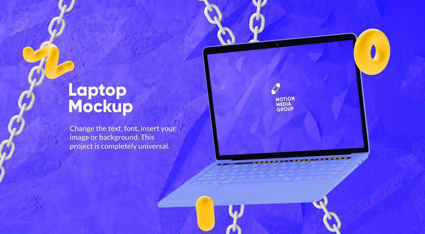 10 Template Mockup Photoshop PSD Laptop Berwarna-warni