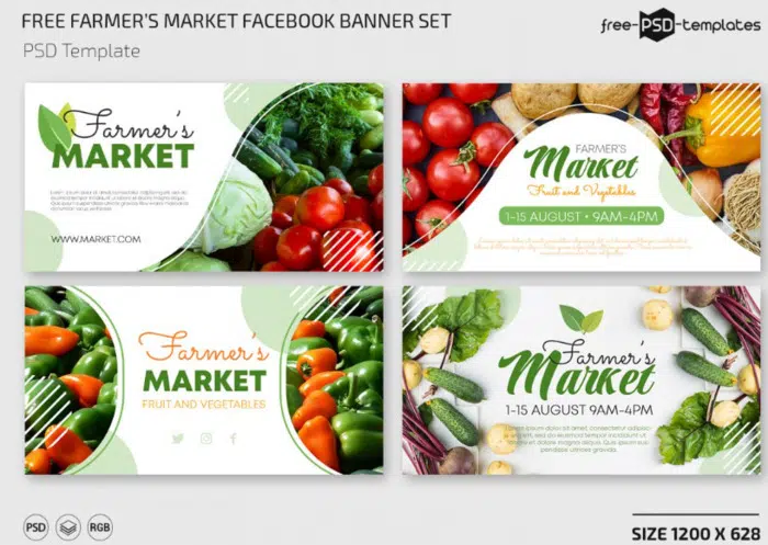 Farmer’s Market – Set de șabloane de banner Facebook