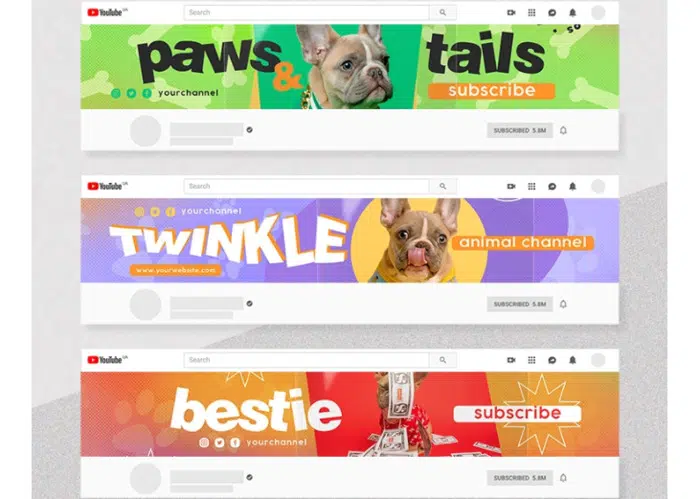 Canal Animal - Conjunto de Modelos de Banners de Canal do YouTube