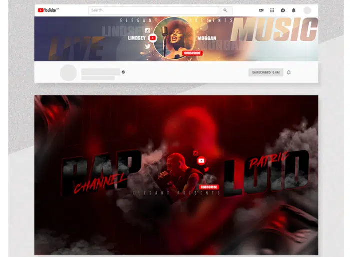 Canale musicale – Set di modelli per banner canale Youtube