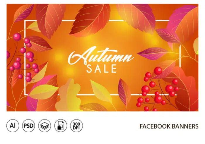 Vente d'automne - Ensemble de modèles de bannière Facebook