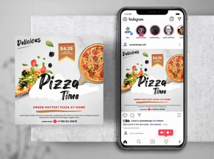 Livraison de pizza – Modèle de bannière Instagram