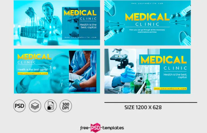 Clinică medicală – set de șabloane de banner Facebook