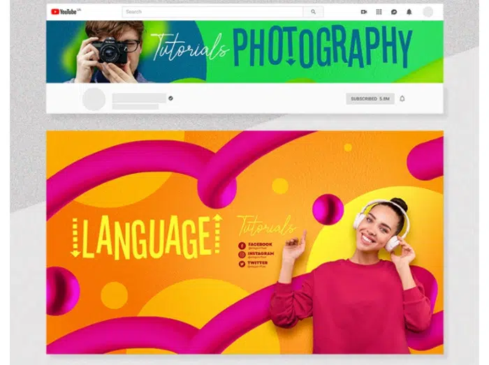 Tutoriale – Set de șabloane pentru bannere de canal YouTube