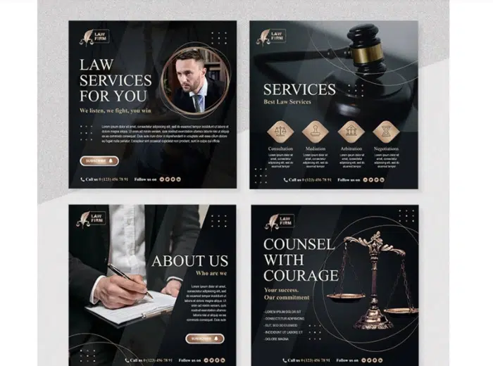 Law Service - Conjunto de plantillas de publicaciones de Instagram