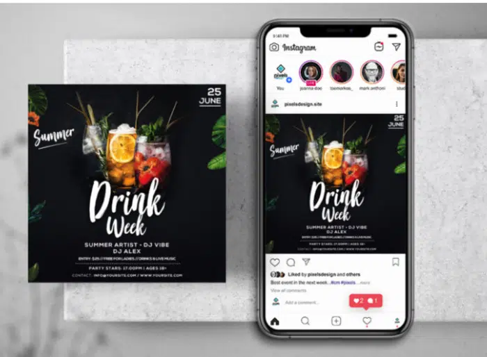 Drink Week – Ensemble de modèles de bannière Instagram