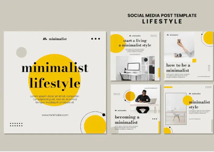 Style de vie minimaliste - Ensemble de modèles de publication Instagram