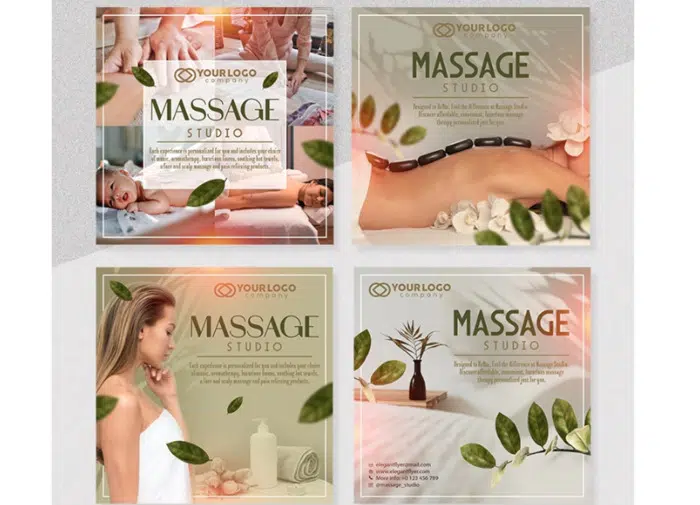 Massage Studio – Ensemble de modèles de publication Instagram