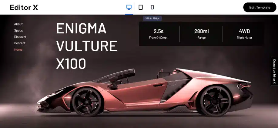 Website-Vorlage für Editor X Automotive