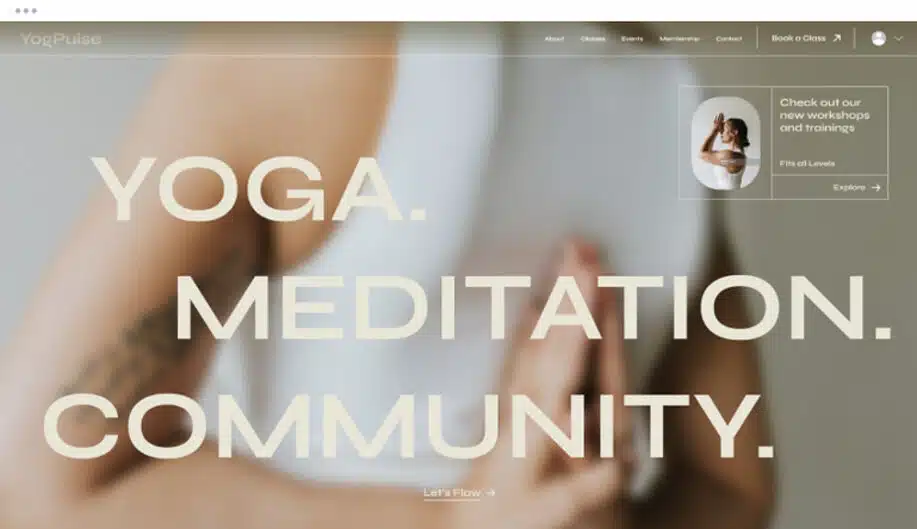 Modelo de site do Editor X para estúdios de ioga e meditação