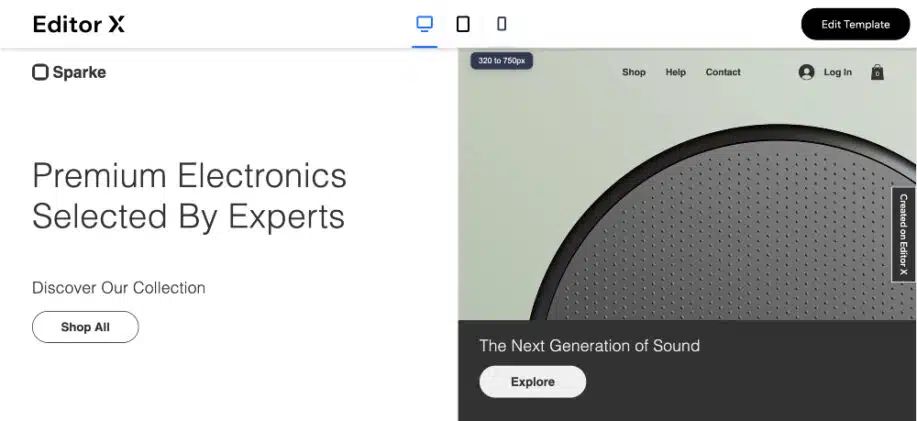 Editor Xによる家電量販店のウェブサイトテンプレート